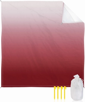 Beach Blanket Sandproof, Red Gradient Waterproof Beach Mat Lightweight Quick Drying Picnic Blanket Beach Essentials for Travel Camping Hiking 118x108in