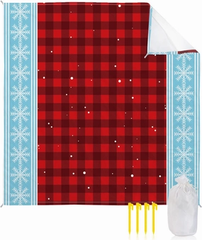Beach Blanket Sandproof, Red Lattice Snowflake Texture Waterproof Beach Mat Lightweight Quick Drying Picnic Blanket Beach Essentials for Travel Camping Hiking 108x84in