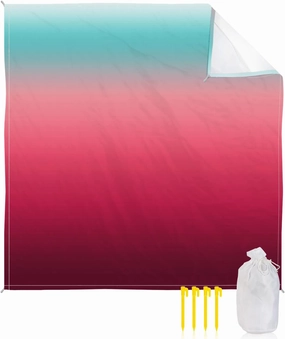 Beach Blanket Sandproof, Rose Red Teal Green Gradient Texture Waterproof Beach Mat Lightweight Quick Drying Picnic Blanket Beach Essentials for Travel Camping Hiking 95x80in