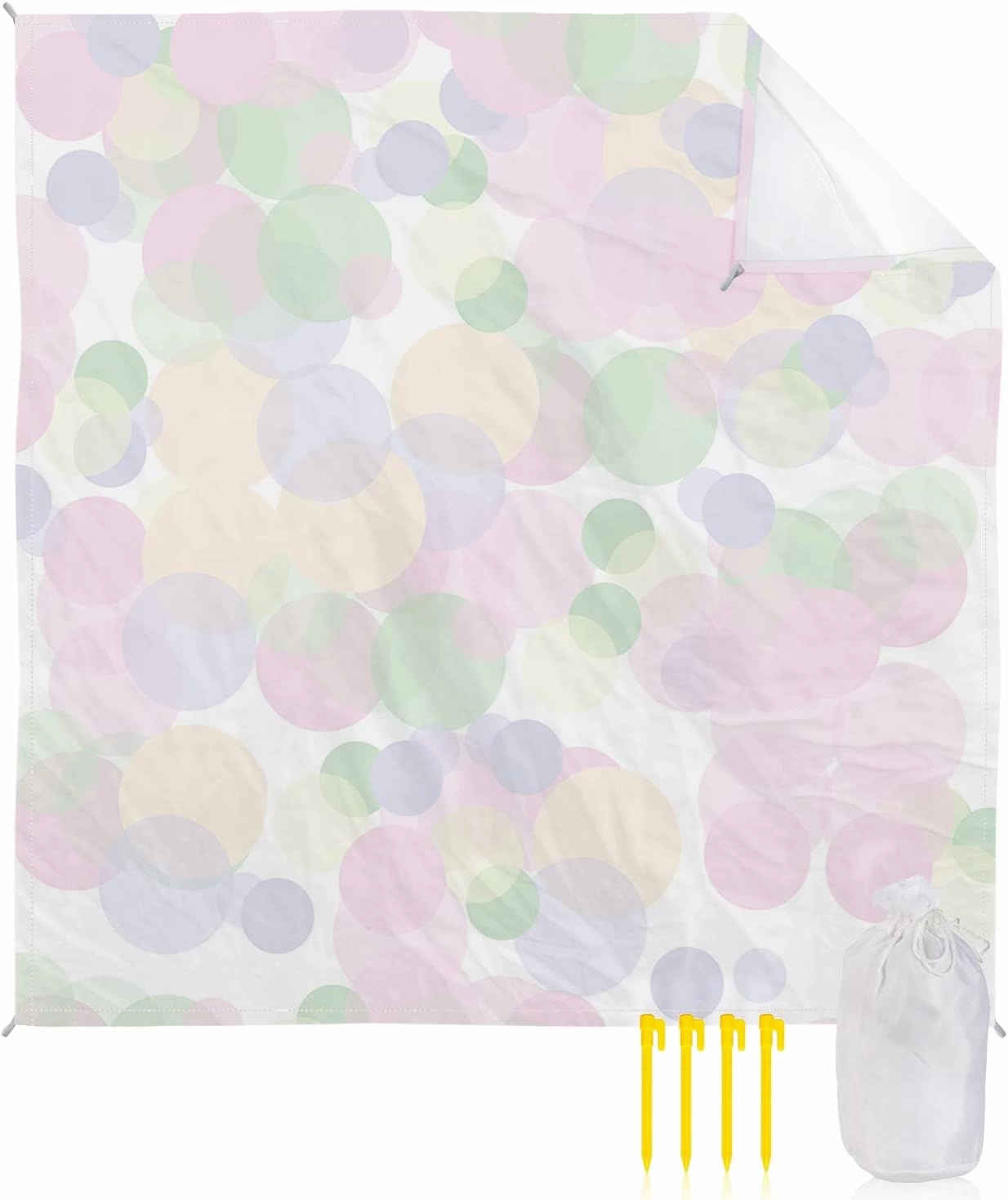 Beach Blanket Sandproof, Simple Abstract Geometric Polka Dots Waterproof Beach Mat Lightweight Quick Drying Picnic Blanket Beach Essentials for Travel Camping Hiking 108x84in