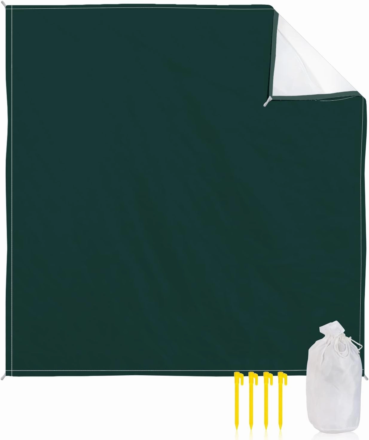 Beach Blanket Sandproof, Solid Color Deep Green Waterproof Beach Mat Lightweight Quick Drying Picnic Blanket Beach Essentials for Travel Camping Hiking 118x108in