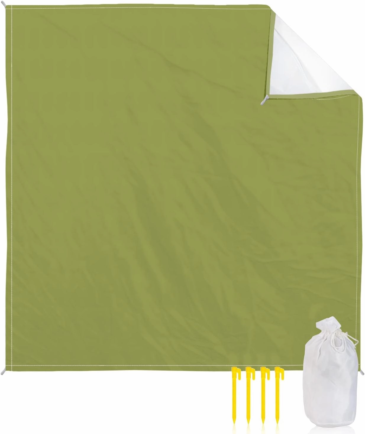 Beach Blanket Sandproof, Solid Color Olive Waterproof Beach Mat Lightweight Quick Drying Picnic Blanket Beach Essentials for Travel Camping Hiking 95x80in
