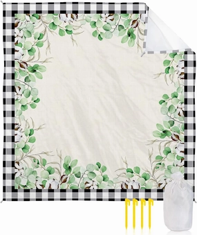 Beach Blanket Sandproof, Summer Flower Cotton Watercolor Rustic Waterproof Beach Mat Lightweight Quick Drying Picnic Blanket Beach Essentials for Travel Camping Hiking 83x79in