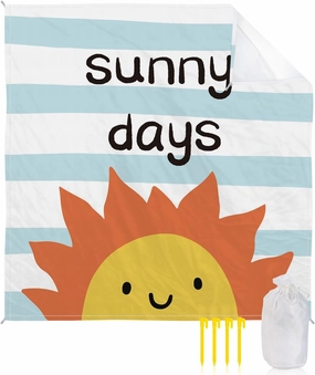 Beach Blanket Sandproof, Summer Sunny Day Cartoon Sun Stripes Waterproof Beach Mat Lightweight Quick Drying Picnic Blanket Beach Essentials for Travel Camping Hiking 95x80in