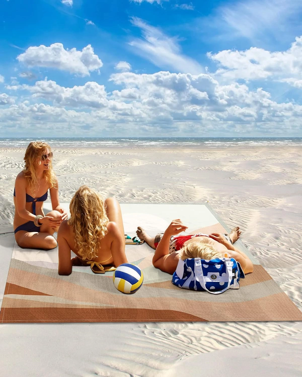Beach Blanket Sandproof, Sunrise Mountain Beautiful Scenery Abstract Painting Waterproof Beach Mat Lightweight Quick Drying Picnic Blanket Beach Essentials for Travel Camping Hiking 108x84in