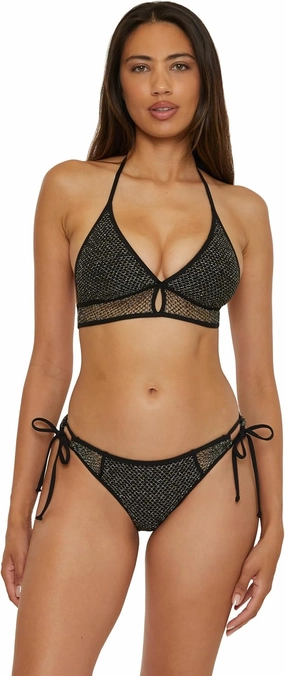 BECCA Women's Network Halter Bikini Top, Adjustable, Tie Back, Swimwear Separates
