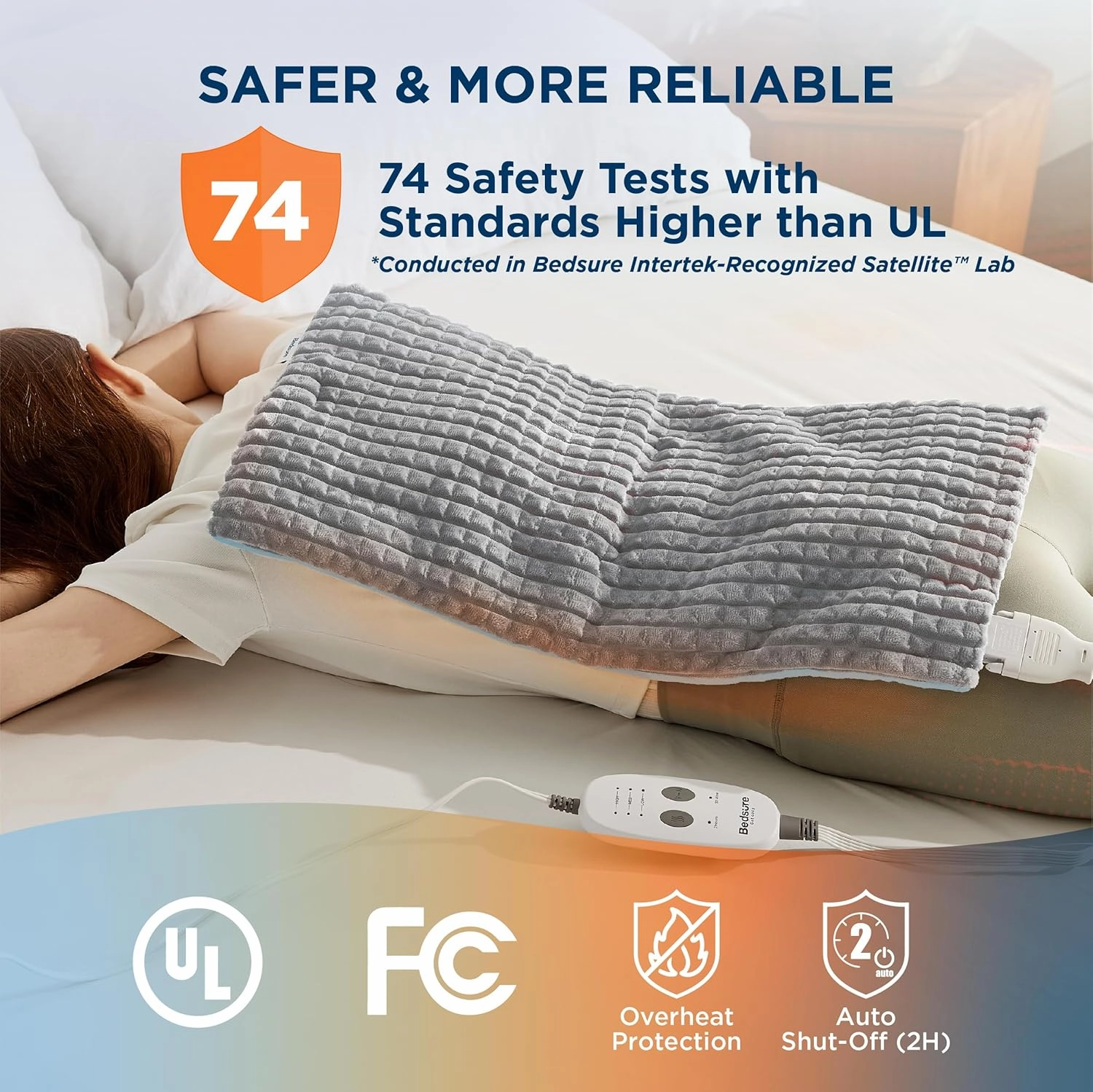 Bedsure Back Heating Pad for Neck and Shoulders, Weighted Heated Pad with Vibration, FSA HSA Eligible, Father's Day & Birthday Gifts for Women Men Mom, Auto Shut Off, 5lbs 12" x 24", Grey