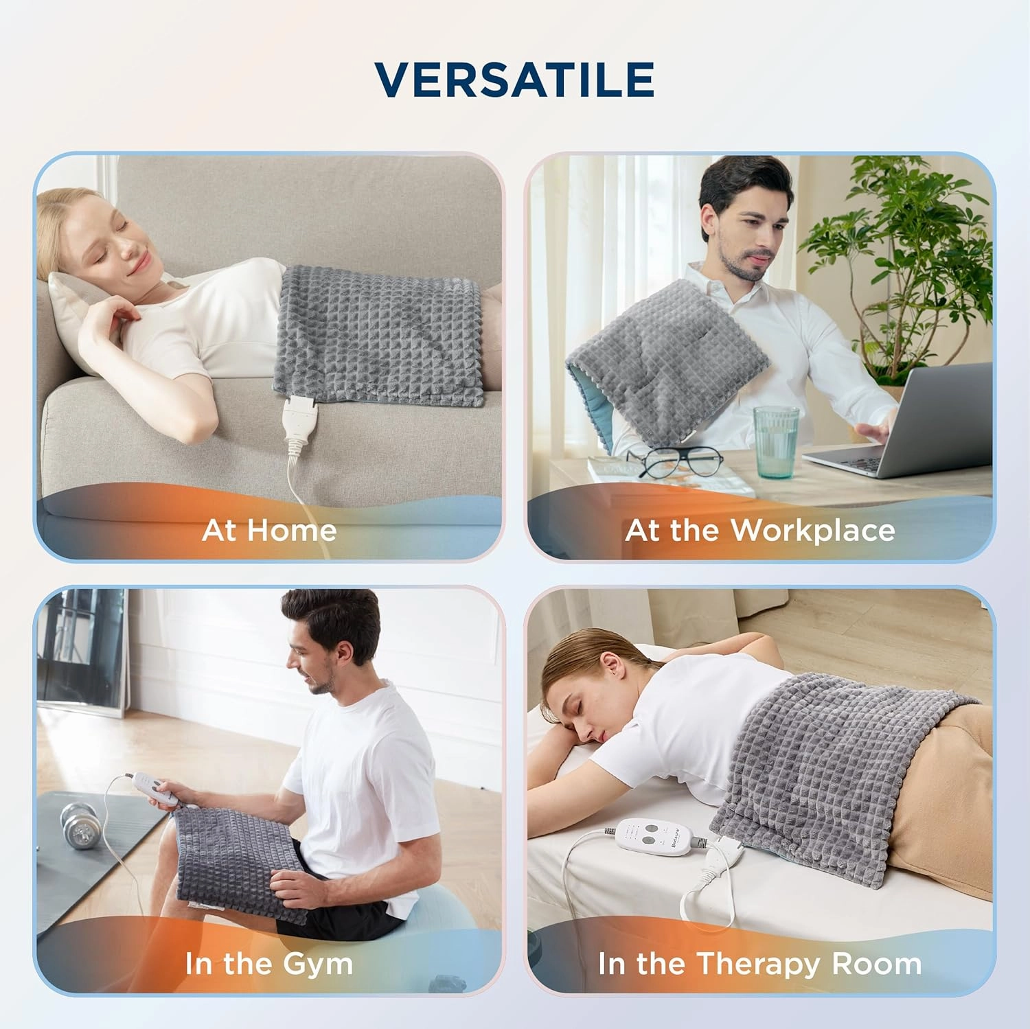 Bedsure Back Heating Pad for Neck and Shoulders, Weighted Heated Pad with Vibration, FSA HSA Eligible, Father's Day & Birthday Gifts for Women Men Mom, Auto Shut Off, 5lbs 12" x 24", Grey