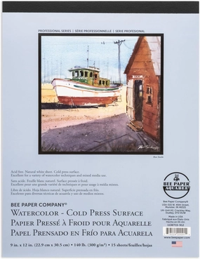 Bee Paper - 9"x 12" Cold Press Watcolor Paper Pad, 15 Sheets