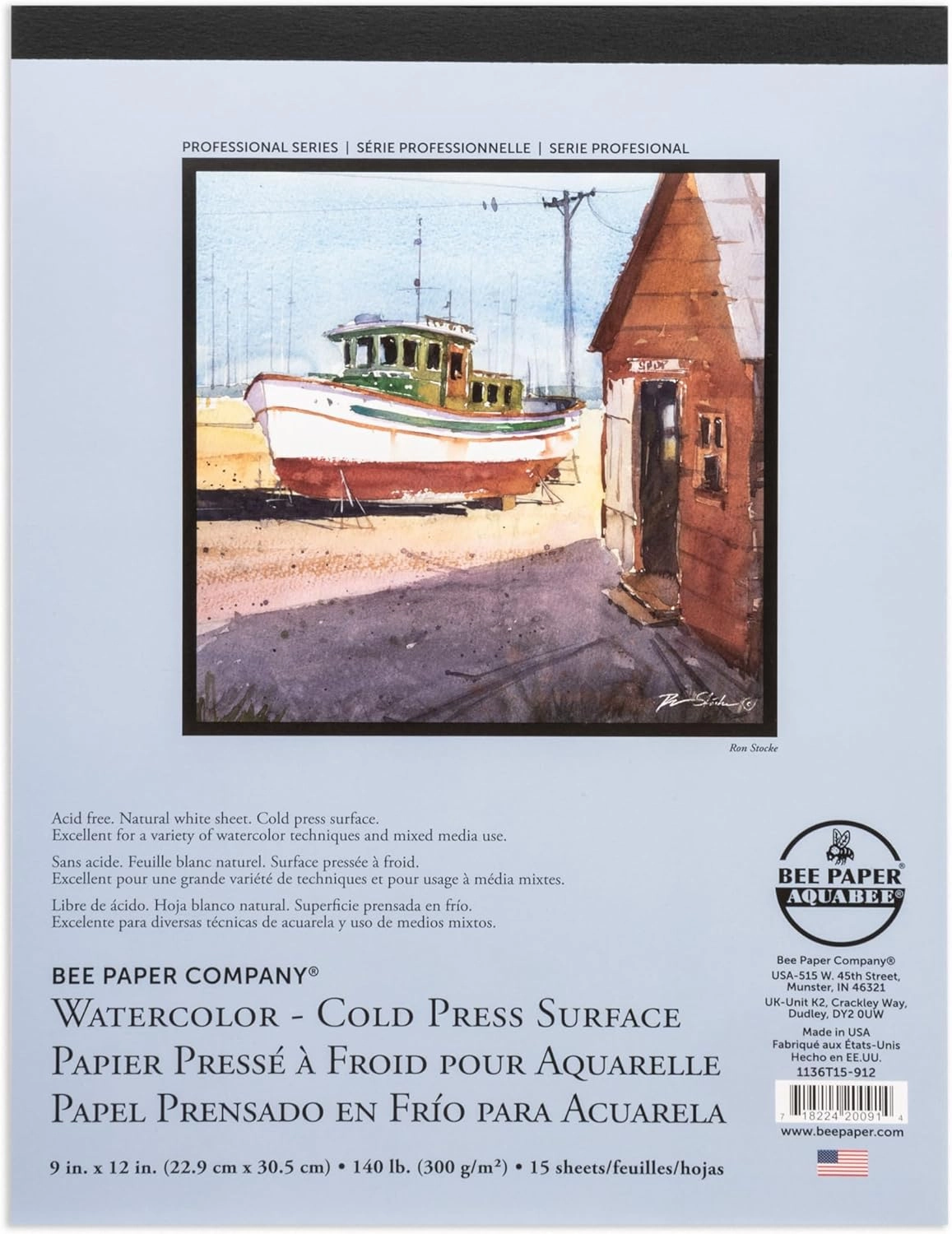 Bee Paper - 9"x 12" Cold Press Watcolor Paper Pad, 15 Sheets