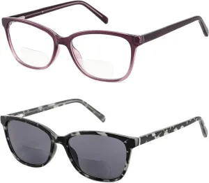 Bifocal Reading Glasses Women Blue Light Computer Readers Clear Top Cat Eye Frame Stylish Fashion Ladies Eyeglass
