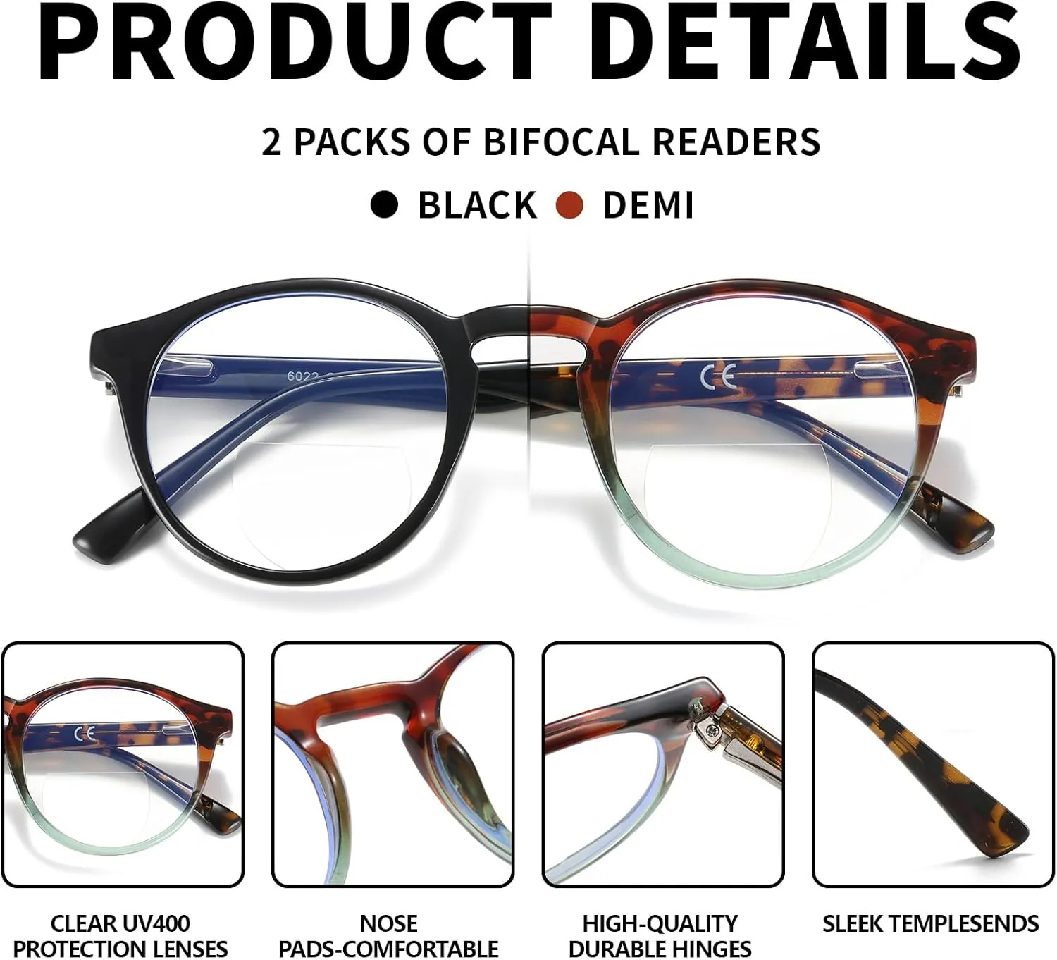 Bifocal Reading Glasses Women Cat Eye Blue Light Blocking Computer Reader Clear Top No Line Transition Ladies Eyewear