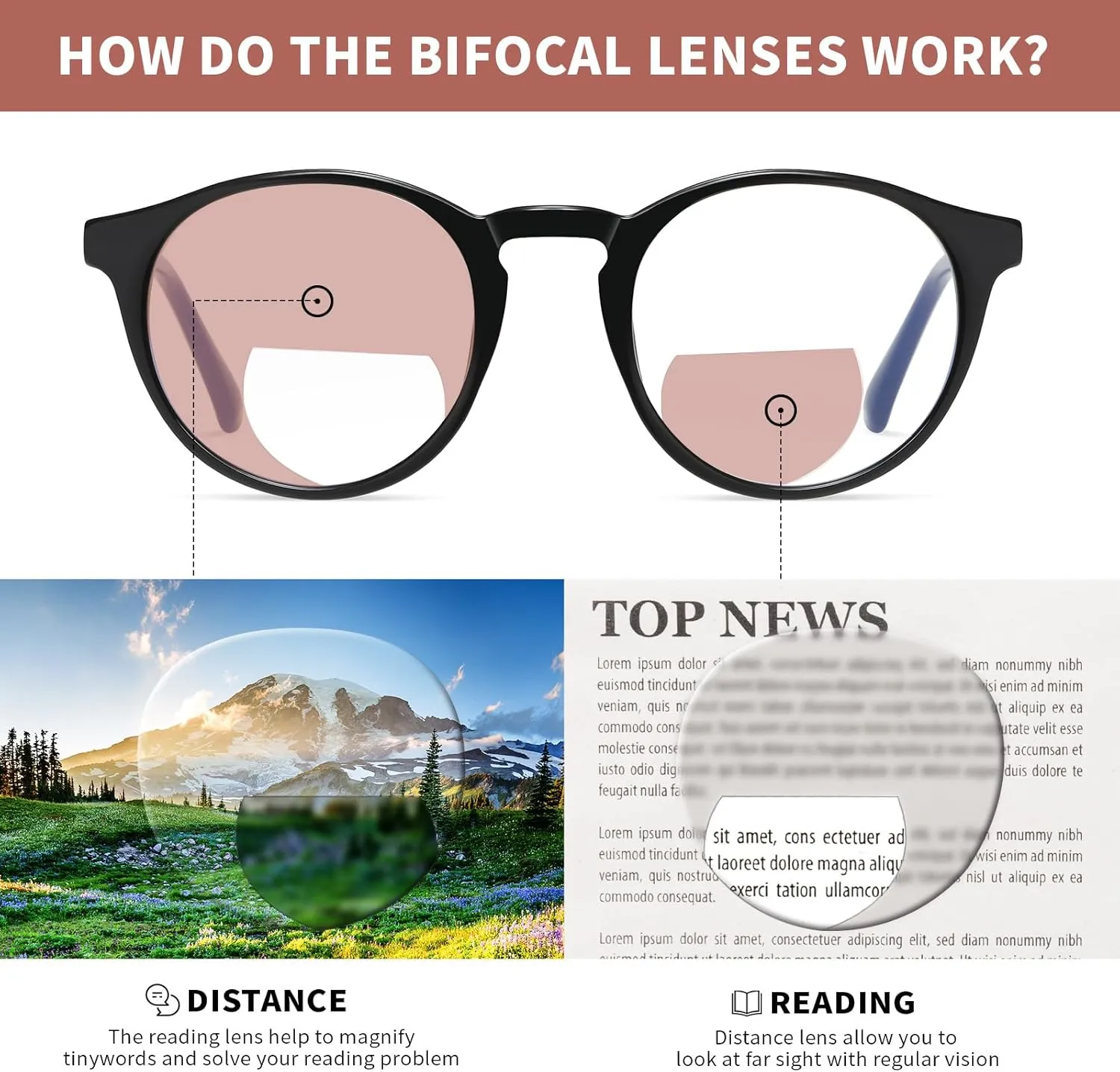 Bifocal Reading Glasses Women Cat Eye Blue Light Blocking Computer Reader Clear Top No Line Transition Ladies Eyewear