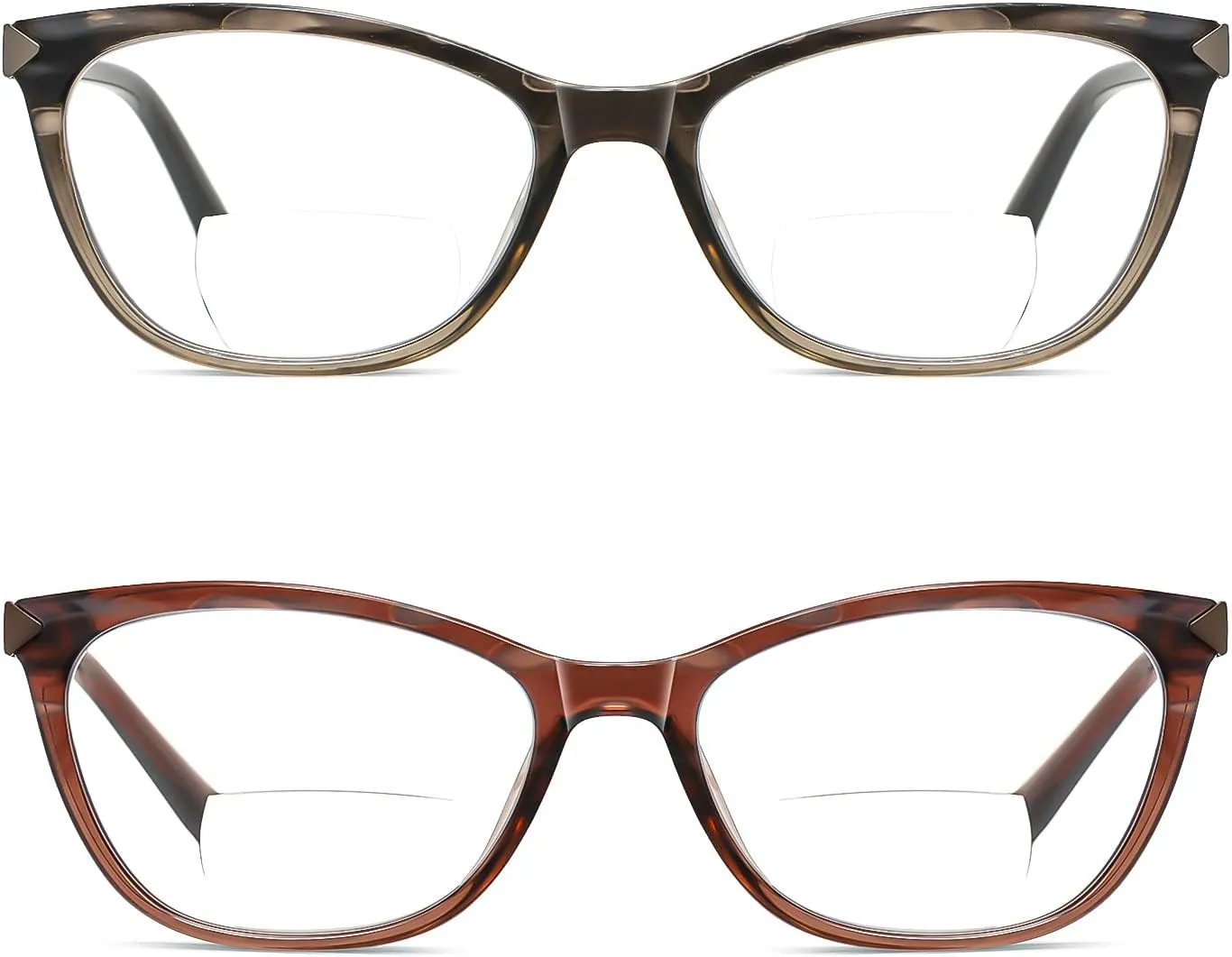 Bifocal Reading Glasses Women Cat Eye Blue Light Blocking Computer Reader Clear Top No Line Transition Ladies Eyewear