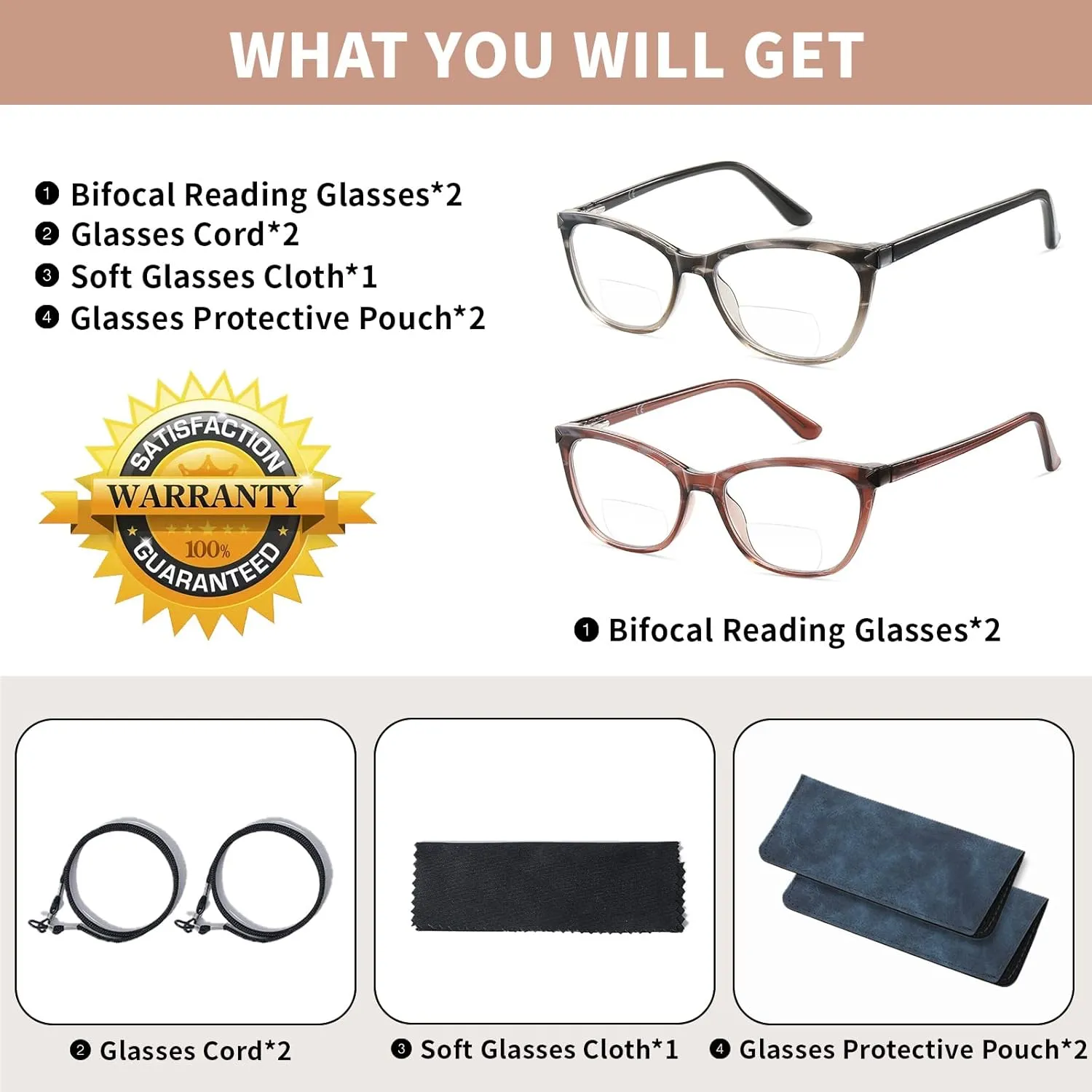 Bifocal Reading Glasses Women Cat Eye Blue Light Blocking Computer Reader Clear Top No Line Transition Ladies Eyewear