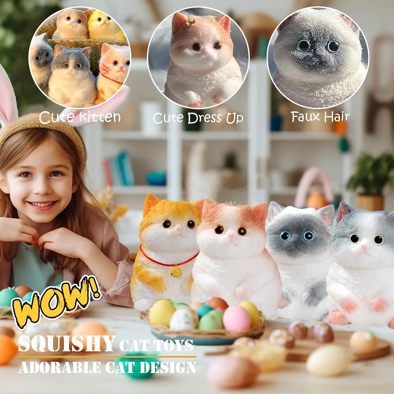Big taba Squishy Cat, Handmade Squishy Cat for Adult/Kids, Stress Relief, Cute & Soft Cat Design, Perfect Squeeze Toys Gift for Relaxation and Fun - Dress Up Your Own Squishies Cat(Siamese)