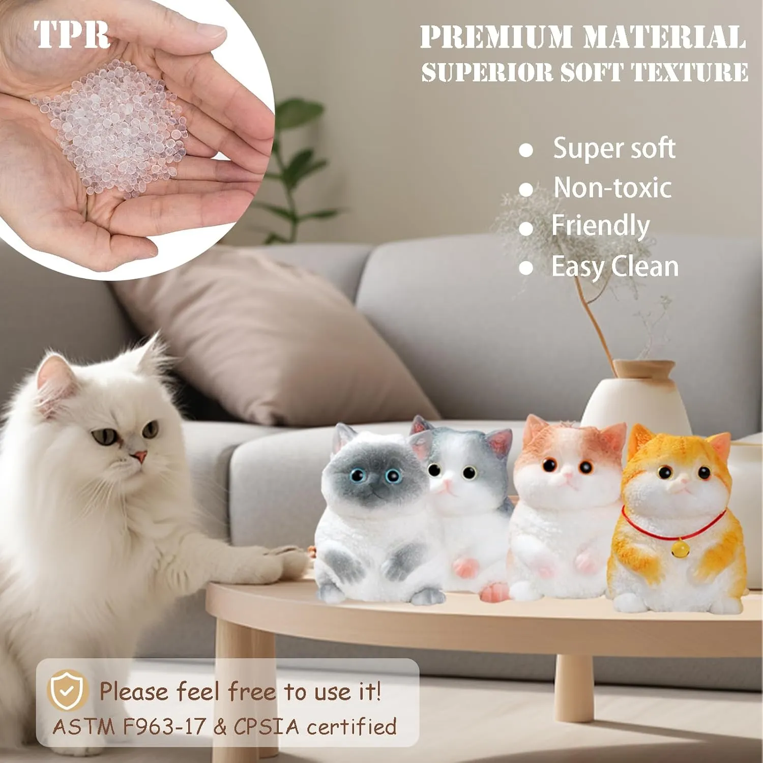 Big taba Squishy Cat, Handmade Squishy Cat for Adult/Kids, Stress Relief, Cute & Soft Cat Design, Perfect Squeeze Toys Gift for Relaxation and Fun - Dress Up Your Own Squishies Cat(Siamese)