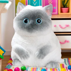 Big taba Squishy Cat, Handmade Squishy Cat for Adult/Kids, Stress Relief, Cute & Soft Cat Design, Perfect Squeeze Toys Gift for Relaxation and Fun - Dress Up Your Own Squishies Cat(Siamese)