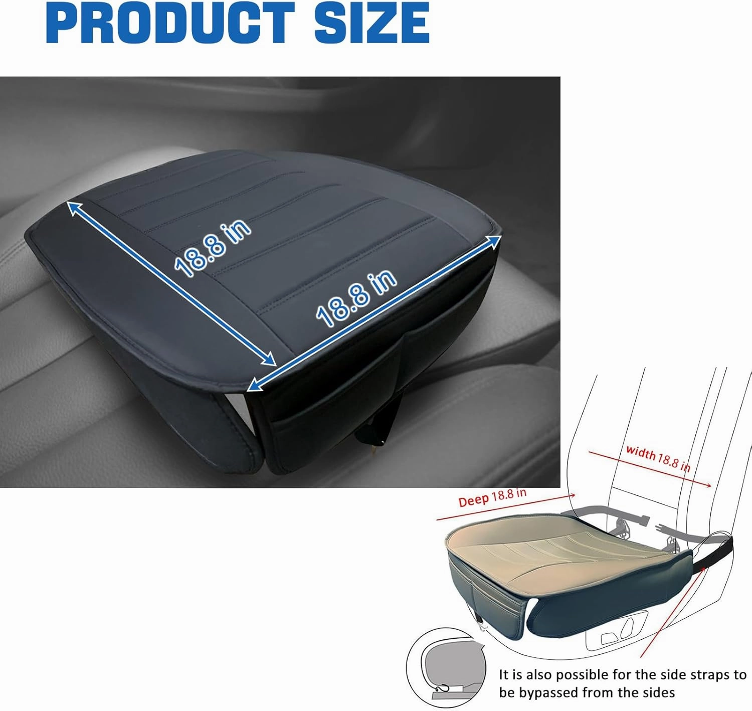 Big Ant Car Seat Covers Set of 2, PU Faux Leather Edge Wrapping Car Front Seat Covers Pad Bottom Seat Covers for Cars(Black)
