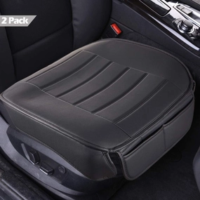 Big Ant Car Seat Covers Set of 2, PU Faux Leather Edge Wrapping Car Front Seat Covers Pad Bottom Seat Covers for Cars(Black)