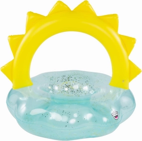 BigMouth Inc Giant Sunny Pool Float, Durable Vinyl Ring Tube, Summer Party Water Floatie, Patch Kit Included