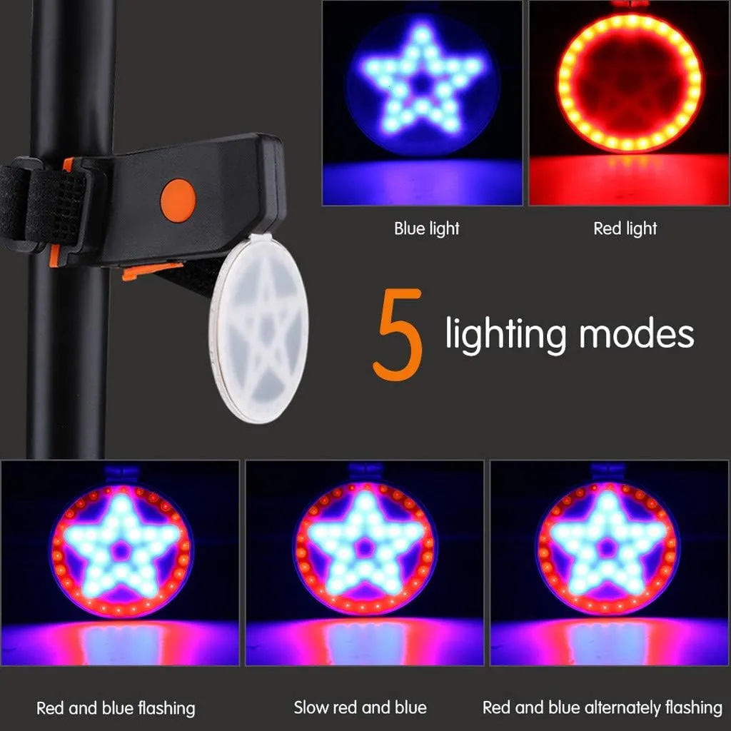 Bike Rear Light LED Bike Tail Turn Signal Lights USB Rechargeable 5 Modes Waterproof Cycling Warning Light for Mountain Road Bicycle