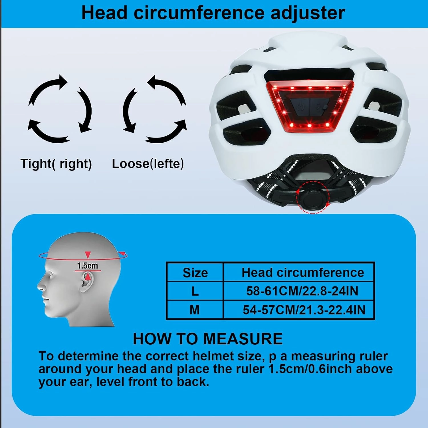 Bike Helmet with Light - Bicycle Helmets for Men - Women Adult with LED Rear Lights Adjustable Cycling Helmet for Urban Commuter Mountain Road Biker