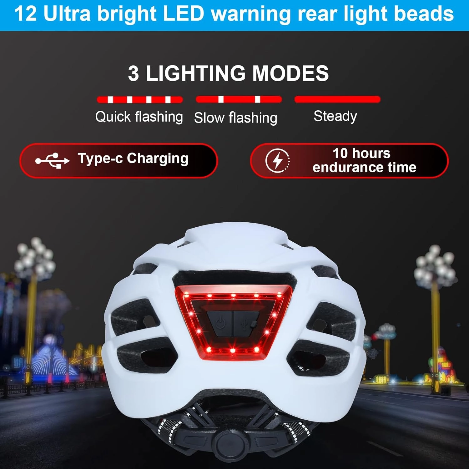 Bike Helmet with Light - Bicycle Helmets for Men - Women Adult with LED Rear Lights Adjustable Cycling Helmet for Urban Commuter Mountain Road Biker