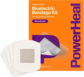 Bioelectric Bandage Kit for Wound Care & Fast Healing – 3-Layers w/Bioelectric Pad, Absorbent Pad, Adhesive   Wound Hydrogel – for Cuts, Abrasions, Blisters, Burns – 4-Pack, 4” x 4”