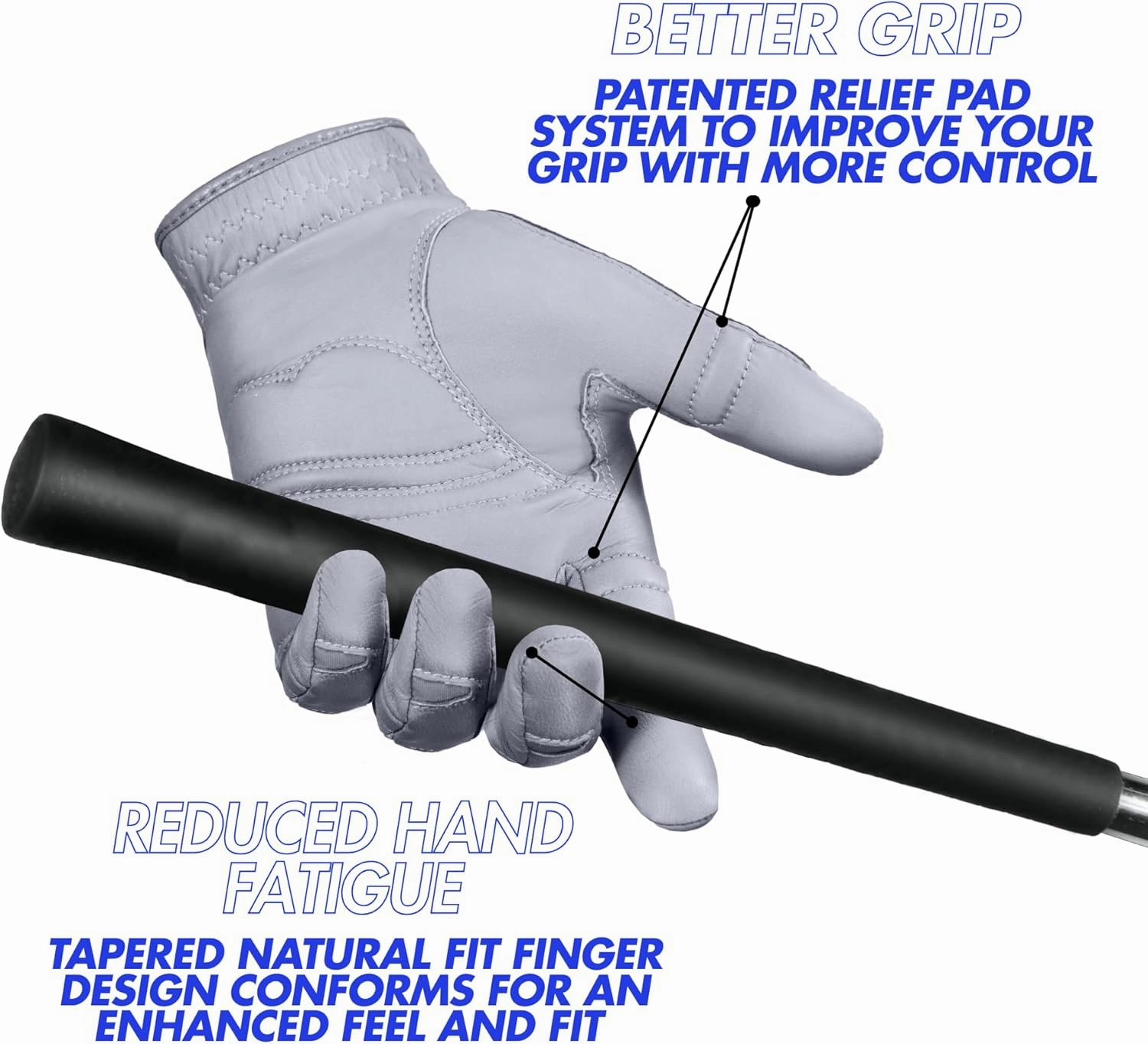 Bionic Men's StableGrip 2.0 Grey Golf Glove - Made from Premium Cabretta Leather