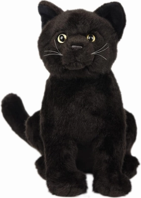 Black Cat Plush, Realistic Black Cat Stuffed Animal Pillow, Cute Plush Toy Gifts for Birthday/Halloween/Christmas, 9 inch