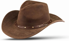 Block Grain Leather Cowboy Hat for Men Women Shape able into Out Back hat Durable Leather Hats for Men | Western hat
