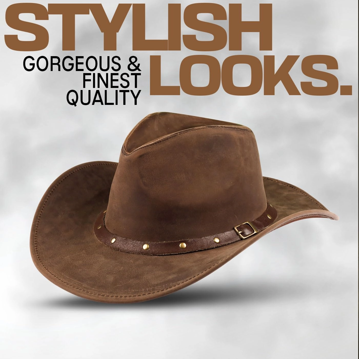 Block Grain Leather Cowboy Hat for Men Women Shape able into Out Back hat Durable Leather Hats for Men | Western hat