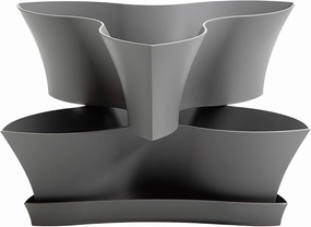 Bloem Collins Modular Multi Level 2-Tier Vertical Herb Planter 2-Tier Level Charcoal Gray (COL16908-2)