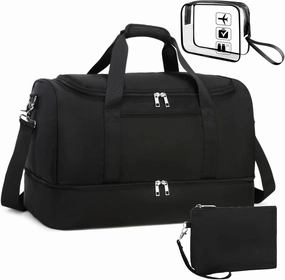 BLUBOON Weekender Overnight Duffel Bag with Shoes Compartment for Women Men Canvas Weekend Travel Tote Carry On Bag