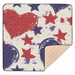 Blue Stars and Heart Soft Foam Baby Play Mat for Floor Cozy Breathable Padded Baby Mat for Baby Kids Toddlers Infants, 50'' x 50''