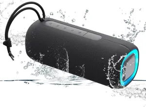 Bluetooth Speaker, Portable Wireless Clear Loud Stereo Sound IPX5 Waterproof with RGB Lights BT5.3 Long Playtime TWS Pairing,for Home Party Outdoor Beach,Great Gift Choice (Black)
