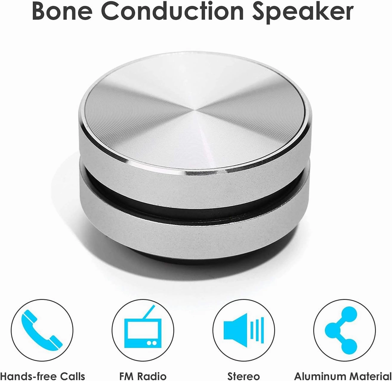 Bluetooth Mini Speaker Bone Conduction Portable Wireless Speaker Stereo Bass Sound Creative Portable Speakers Mini Size Music Player for Home,Outdoor,Travel (Silver)