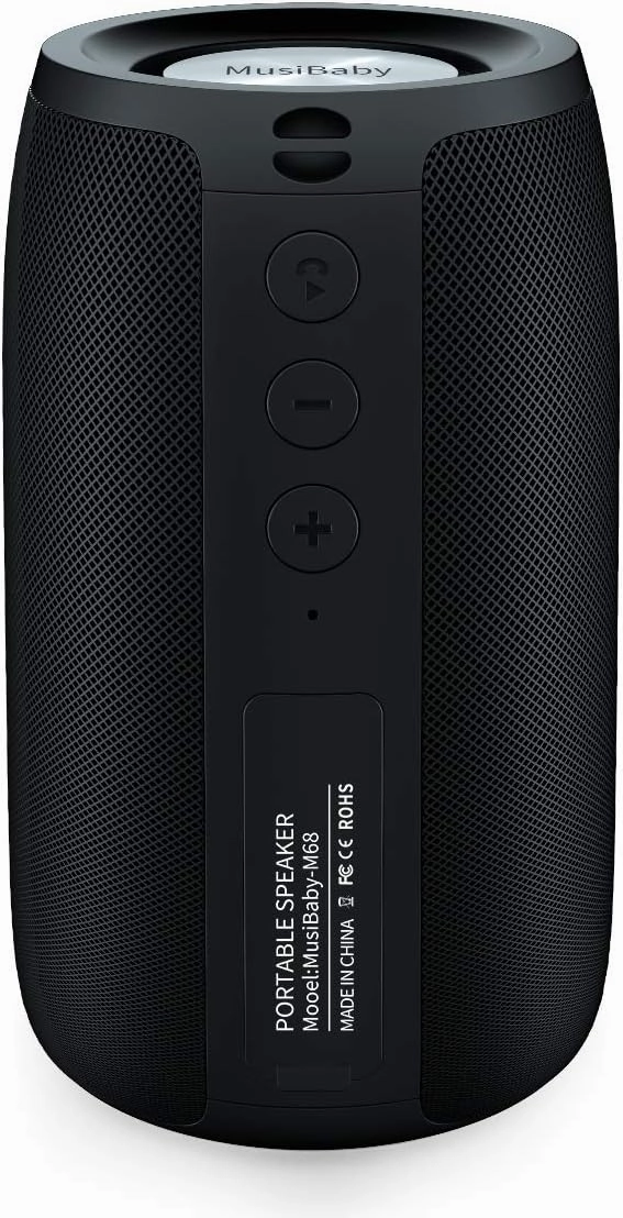 Bluetooth Speaker,MusiBaby Speakers Bluetooth Wireless,IPX5 Waterproof Outdoor Speaker with Bass,24H Long Playtime,Loud and Portable for Travel, Party, Beach, Camping,Gift Ideas(Black)