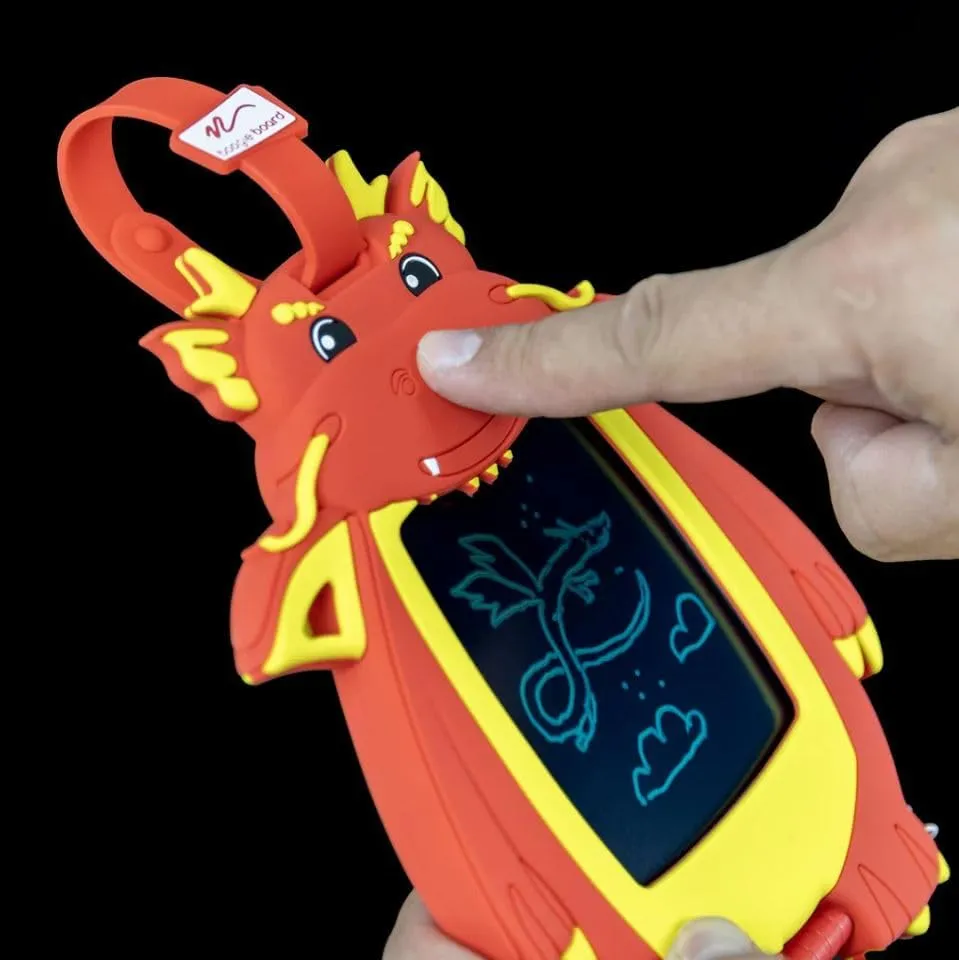 Boogie Board Kids Sketch Pals Portable Authentic Doodle Board, 4-inch Reusable Drawing Pad with Attached Stylus, Perfect for Travel & Road Trips for Kids Ages 4 , Dragon - Limited Edition