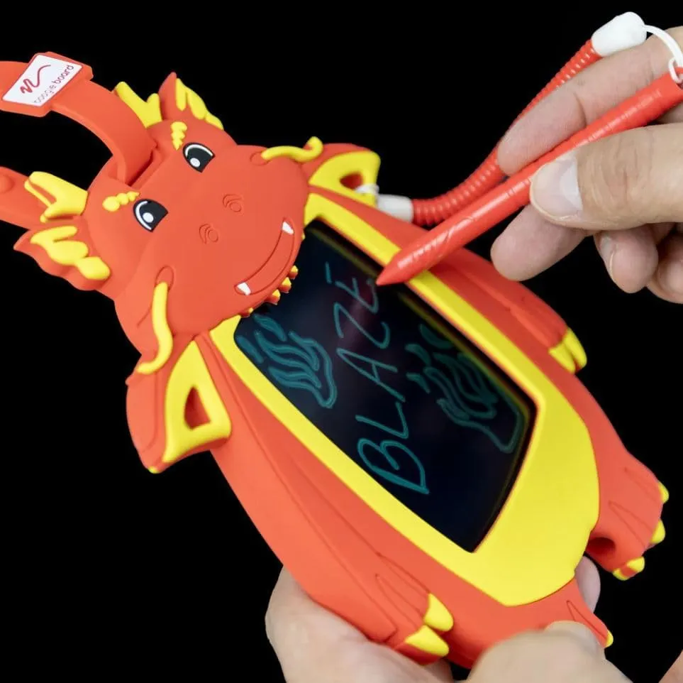 Boogie Board Kids Sketch Pals Portable Authentic Doodle Board, 4-inch Reusable Drawing Pad with Attached Stylus, Perfect for Travel & Road Trips for Kids Ages 4 , Dragon - Limited Edition
