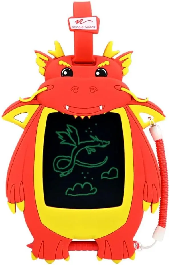 Boogie Board Kids Sketch Pals Portable Authentic Doodle Board, 4-inch Reusable Drawing Pad with Attached Stylus, Perfect for Travel & Road Trips for Kids Ages 4 , Dragon - Limited Edition