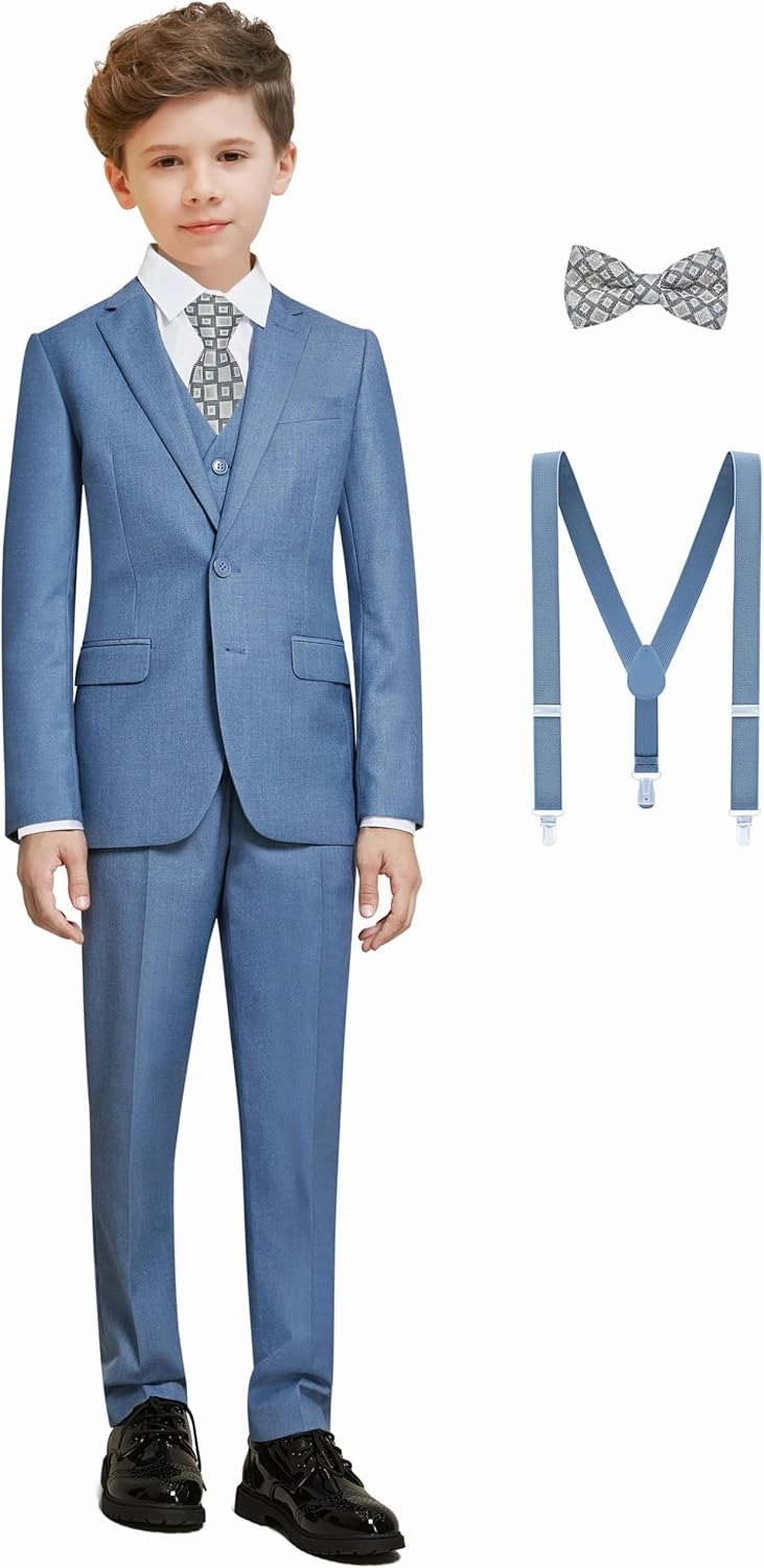 Boys' Formal Dresswear Suits Set, with Suspenders, Adjustable Waist