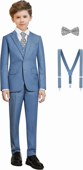 Boys' Formal Dresswear Suits Set, with Suspenders, Adjustable Waist