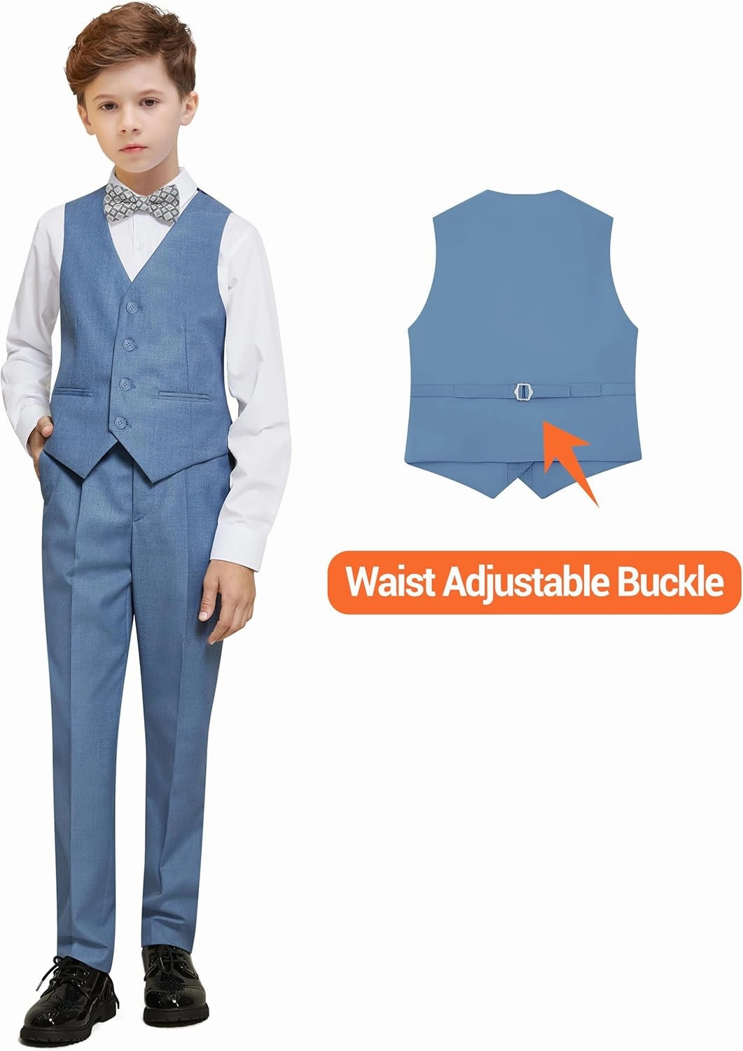 Boys' Formal Dresswear Suits Set, with Suspenders, Adjustable Waist