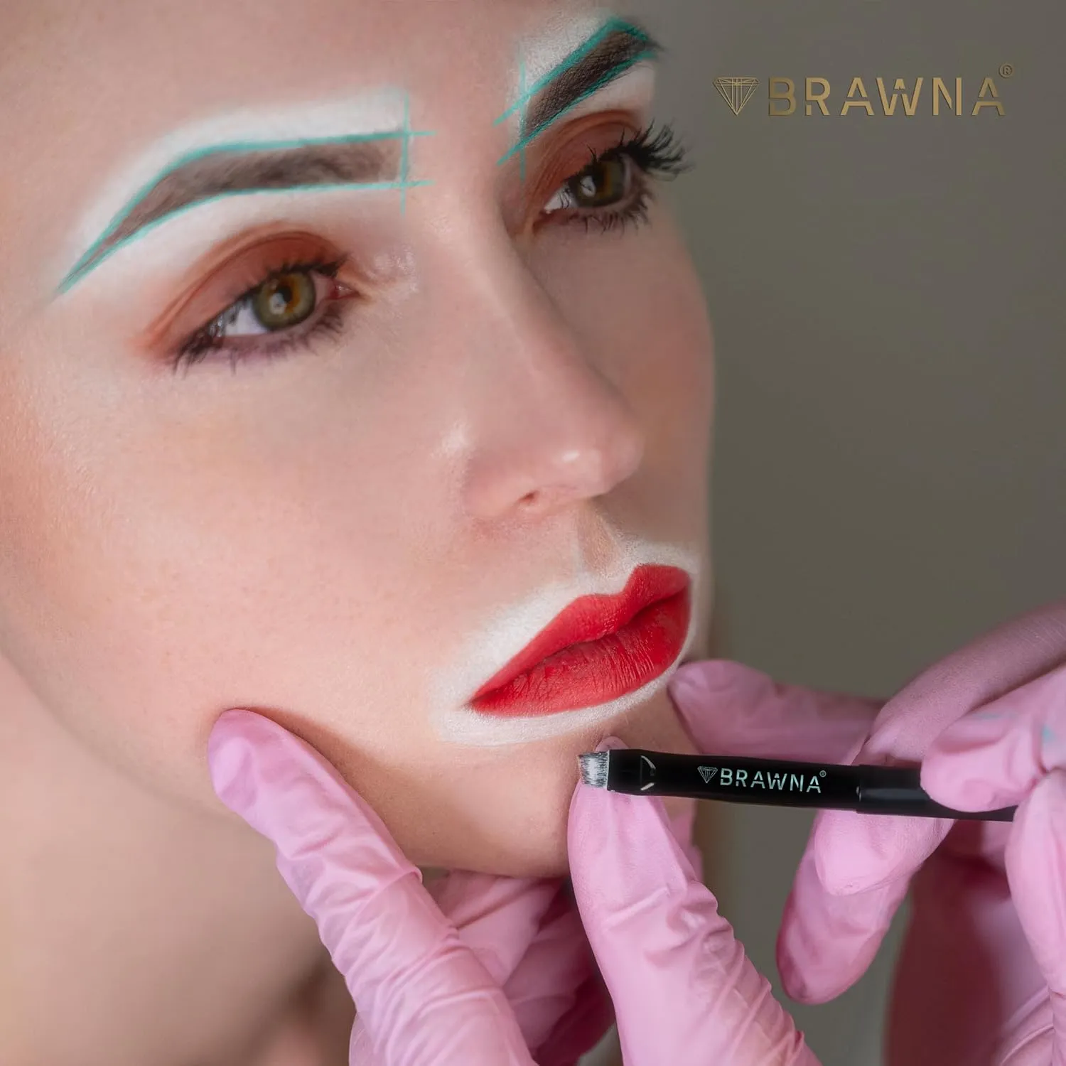 BRAWNA Eyebrow Mapping Kit - 1 Countour White Mapping Paste, 1 White Mapping String, 2 Angled Eyebrow Brush - Brow Mapping Supplies - PMU & Microblading Supply