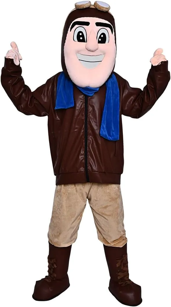 Brown Aviator People Mascot Costume Fancy Dress Cosplay Clothes