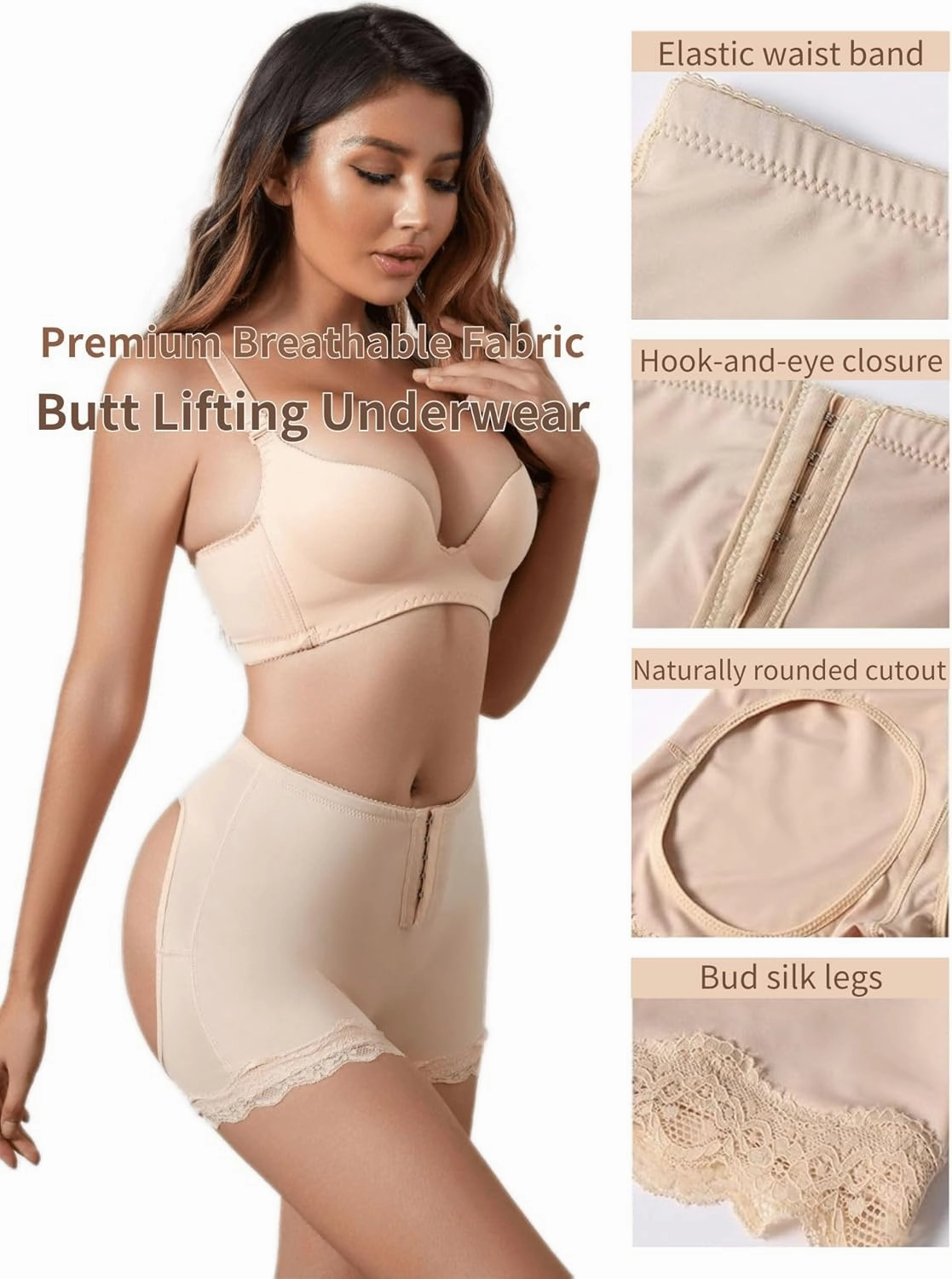 Butt Lifting Shapewear Underwear, Booty Lifting Shapewear Shorts Adjustable Tummy Control Butt Lift Shapewear