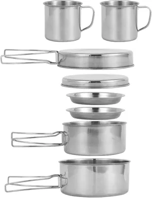 Camping Cooking Set for 3-4 People, Stainless Steel Camping Pots and Pans Set, Stackable Lightweight Camp Cooking for Outdoor Backpacking Hiking Picnic