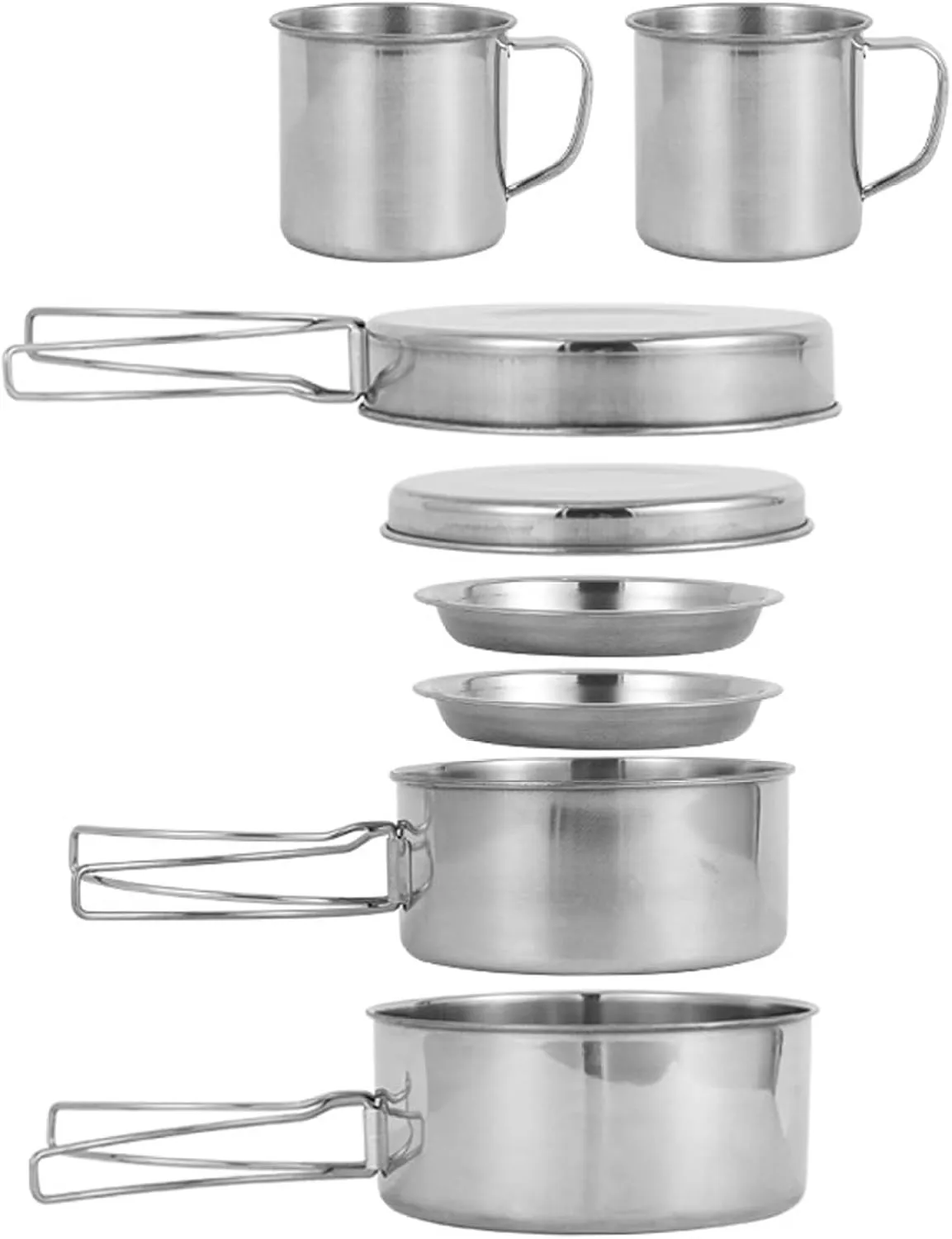 Camping Cooking Set for 3-4 People, Stainless Steel Camping Pots and Pans Set, Stackable Lightweight Camp Cooking for Outdoor Backpacking Hiking Picnic
